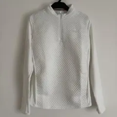 adidas ホワイト ハーフジップ長袖シャツ