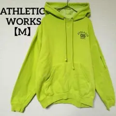 ATHLETIC WORKS【M】裏起毛パーカー 蛍光グリーン ビッグシルエット