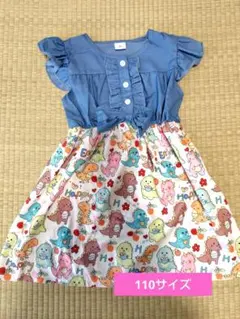 恐竜柄 半袖ワンピース 子供服 キッズ服 女の子 110cm