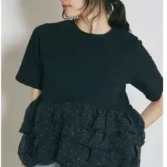 アメノチハレ ドット ペプラム Tシャツ ブラック - メルカリ