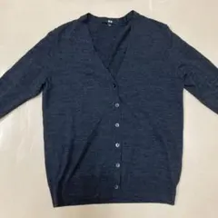 ユニクロ Vネックウールカーディガン チャコールグレー　ダークグレー　Lサイズ