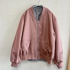 美品✨花柄 刺繍 リバーシブル ブルゾン ピンク スカジャン ガーリー Y2K