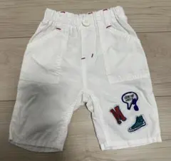 moujonjon ベビーキッズ服 ホワイト刺繍ハーフパンツ