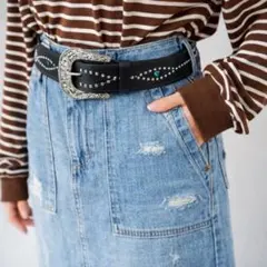 ベルト ターコイズベルト 黒 y2k パンク グランジ アメカジ バックル