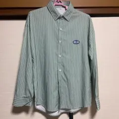 MGV ワンポイントシンプルストライプシャツ　グリーン
