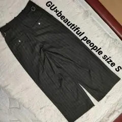 GU×beautiful people Sサイズ タックワイドパンツ ストライプ