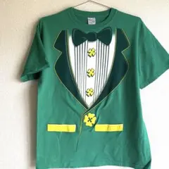 古着タキシード風緑色Tシャツ