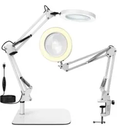 LED拡大鏡ライト 調光機能付き ルーペ　ホワイト