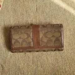 COACH 長財布 ブラウン キャンバス/レザー