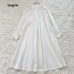 アングリット　Ungrid マキシ丈　バンドカラーワンピース　刺繍　白　FREE
