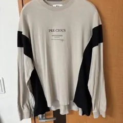 WEGO M ロングスリーブTシャツ ベージュ/ブラック