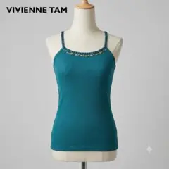 VIVIENNE TAM 美品 ビーズ装飾 リブ キャミ 0 タイ製 Y2Kのサムネイル