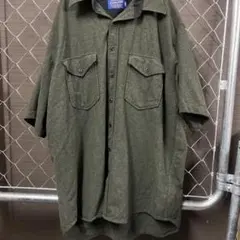 90s〜PENDLETON 半袖シャツ オリーブグリーン 現行タグ　ウールシャツ