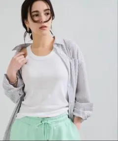 Healthknitシンプル リブタンクトップ ホワイトのサムネイル