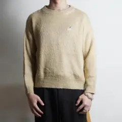 KANGOL ウールニットセーター モヘア混 刺繍ロゴ ベージュ/EW268