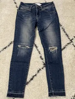 アズールバイマウジー　ダメージ加工ダークブルースキニーデニム