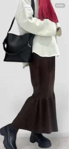 レプシム　12ゲージ裾ボリュームスカート　 ブラウン