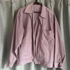薄紫 コットン混紡ジャケット ボタン付き