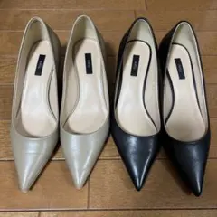 【超美品】EVOL ポインテッドトゥ パンプス ベージュ＋黒2足セット 24cm