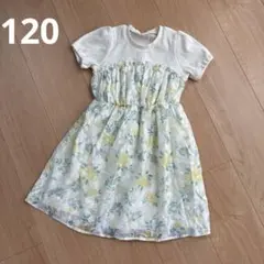 【美品】120 花柄 半袖 ワンピースのサムネイル