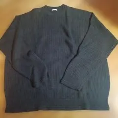ブラック ワッフル編み　長袖ニット　ジーユー