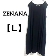 1008 ZENANA ノースリーブ ロングワンピース ブラック【Ｌ】
