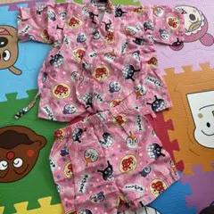 アンパンマン 甚平 80 ピンク　浴衣　着物　夏祭り