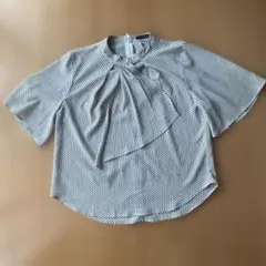 ♯7 Aqua Garage 半袖ドット柄ブラウス M オフィスカジュアル