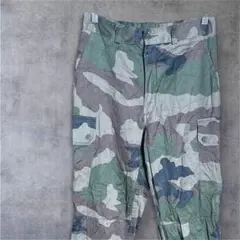 カーゴパンツ【F】グリーン 迷彩柄 テーパード 裾ゴム カジュアル アウトドア