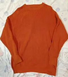 ニコアンド　畦編みカラーBIGニットプルオーバー　オレンジ　メンズ　Мサイズ