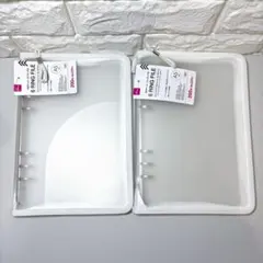 ダイソー　6リングファイル　A5　ホワイト　2個　ジッパー付き　シール帳