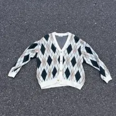 ダイヤモンド柄 Vネック ニットカーディガン