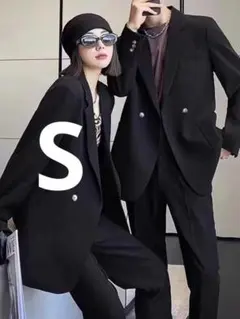 スラックス ワイド セットアップ テーラードジャケット ブラック S