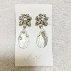 イヤリング ジルコニア クリスタル ティアドロップ チャーム付け外し可 2way