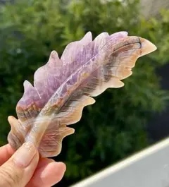 ⭐️アメジストクレイジーアゲート♡BIG羽根　カービング　置物　飾り⭐️