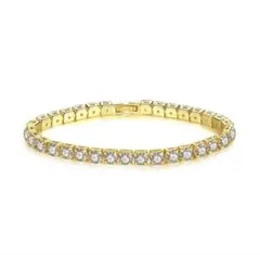 【大人気】ゴールド メンズ レディース ジルコニア　テニスブレスレット　17cm