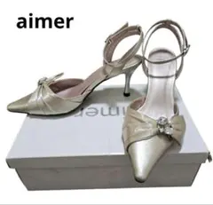 ★エメ★Aimer★ビジュー付きリボンデザイン ハイヒール　結婚式　パーティー