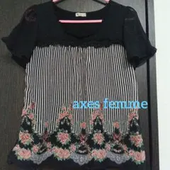 axes femme 半袖 トップス ストライプ 花柄のサムネイル
