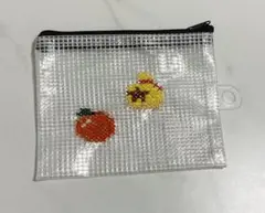 メッシュポーチ ハンドメイド　刺繍　ベル袋　フルーツ　小銭入れ　DAISO