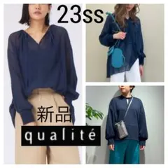 23ss 新品未 qualite カリテ クレープギャザー カットソー ブラウスのサムネイル
