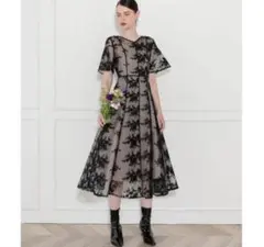 【美品•カバーあり】Leja花柄リボン半袖キャミワンピース