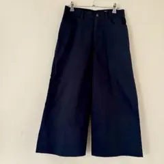 SCAPAコットン ベーシックネイビー ワイドパンツ 前後ポケット付き　38