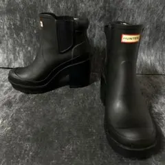 HUNTER レインブーツ　サイドゴア　ラバー　ヒール　US7 ブラック