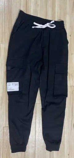 黒 カーゴパンツ ゴムウエスト