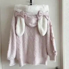 LIZLISA うさみみ コート　フェザー ニットパーカー