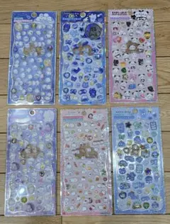 ジュエルプチドロップシール 6点セット 光るシール シマエナガ もちもちぱんだ