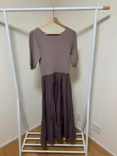 VIS リブ編みワンピース　ニットドッキングワンピース
