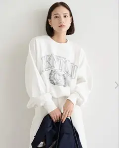 【新品】セール中 【一部予約】白抜きカレッジロゴ刺繍BIGスウェット　M-L