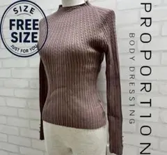 ★新品★PROPORTION モカ ピンク リブ編み ニット 長袖 フリーサイズ