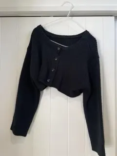 ブラック クロップドカーディガン F